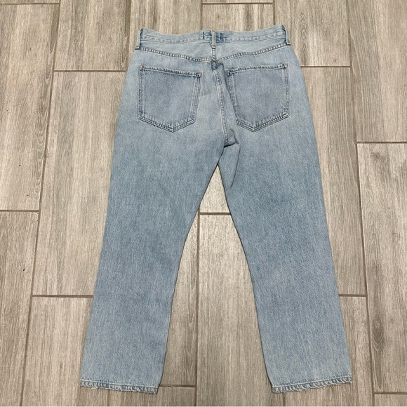 Agolde Riley High Rise Straight Crop Denim Blue Jeans in Shatter Size 31 - Picture 3 of 4